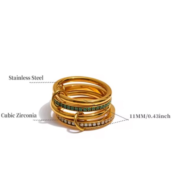 Gold Plated Multi-Band Ring with Cubic Zirconia Accents - Picture 6 of 6